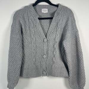 Pinque Design Studio Grey Cable Knit Button Front Cardigan